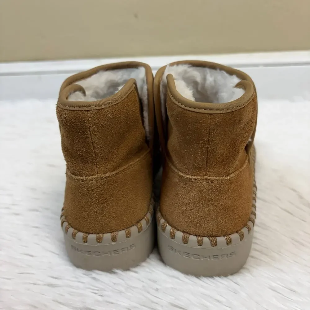 Skechers Go Walk Smart Suede Ankle Boots Faux Fur Lining Size 7.5